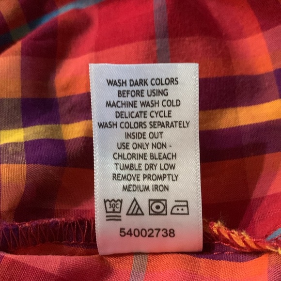 Woman Within Short Sleeve Button Down Plaid Blouse Size 30/32 - Picture 6 of 6